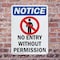 Signmission No Entry Without Permission OSHA Notice Sign, Plastic, 7in W x 10in L, 2PK OS-2PACK-NS-P-710-V-14523 - alternate 4